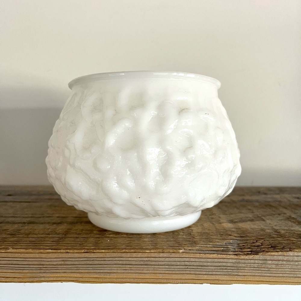 Milk glass planter